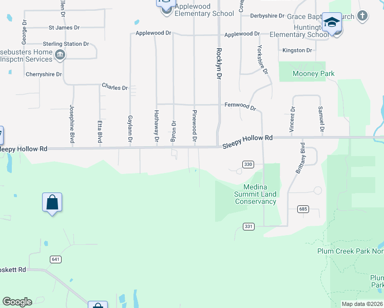 map of restaurants, bars, coffee shops, grocery stores, and more near 3858 Sleepy Hollow Road in Brunswick
