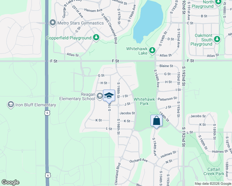 map of restaurants, bars, coffee shops, grocery stores, and more near 4402 South 198th Street in Omaha