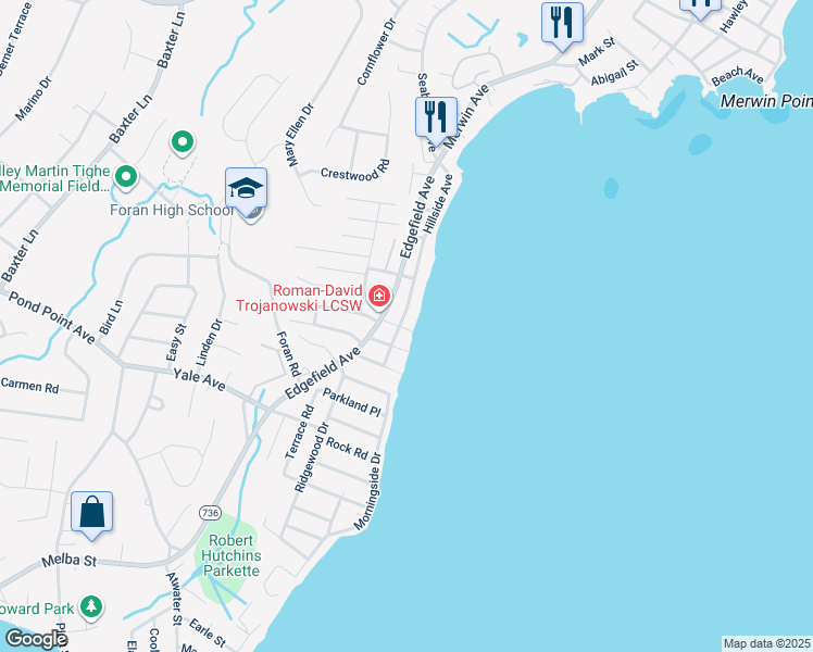 map of restaurants, bars, coffee shops, grocery stores, and more near 19 Hillside Avenue in Milford