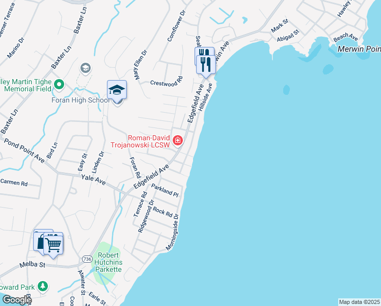 map of restaurants, bars, coffee shops, grocery stores, and more near 59 Hillside Avenue in Milford