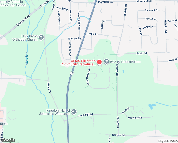 map of restaurants, bars, coffee shops, grocery stores, and more near Innovation Way in Hermitage