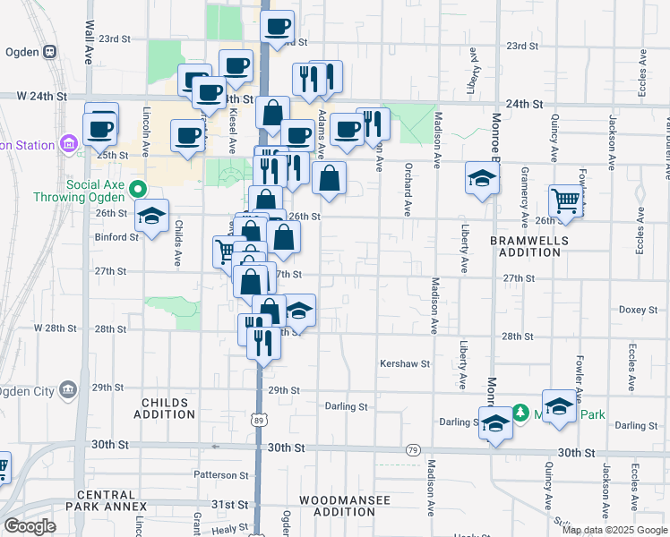 map of restaurants, bars, coffee shops, grocery stores, and more near 518 27th Street in Ogden
