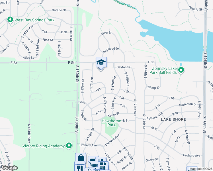 map of restaurants, bars, coffee shops, grocery stores, and more near 17613 H Circle in Omaha