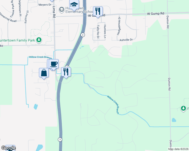map of restaurants, bars, coffee shops, grocery stores, and more near 14524 Lima Road in Fort Wayne