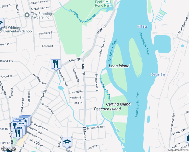 map of restaurants, bars, coffee shops, grocery stores, and more near 181 Bridgeview Place in Stratford