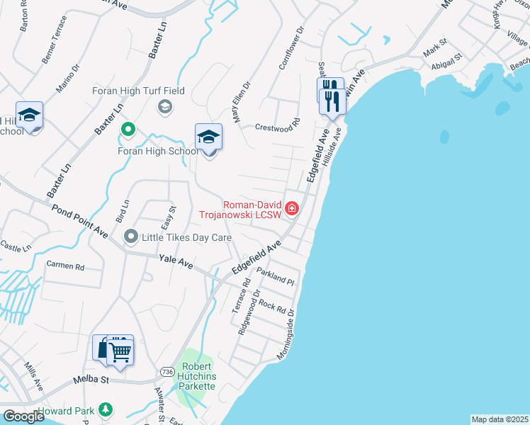 map of restaurants, bars, coffee shops, grocery stores, and more near 39 Stevens Street in Milford