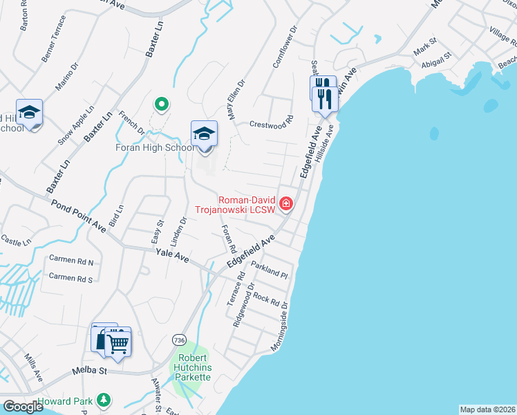 map of restaurants, bars, coffee shops, grocery stores, and more near 39 Stevens Street in Milford