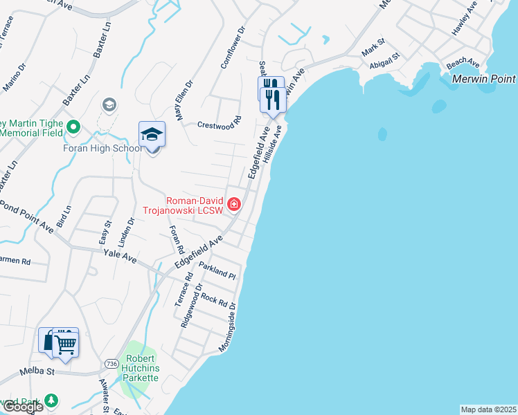 map of restaurants, bars, coffee shops, grocery stores, and more near 59 Hillside Avenue in Milford