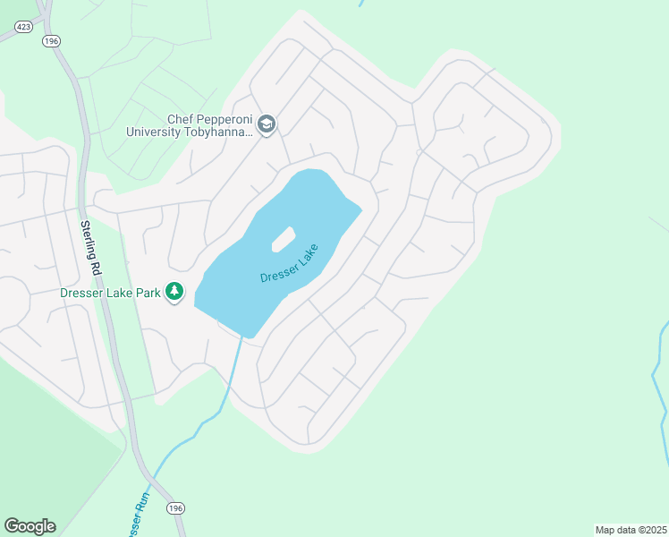 map of restaurants, bars, coffee shops, grocery stores, and more near 1459 Waterfront Drive in Tobyhanna