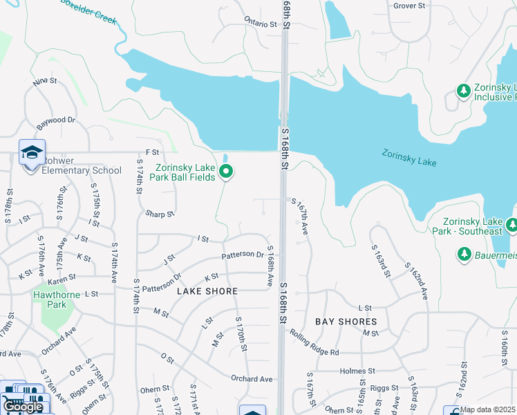 map of restaurants, bars, coffee shops, grocery stores, and more near 4304 South 169th Circle in Omaha