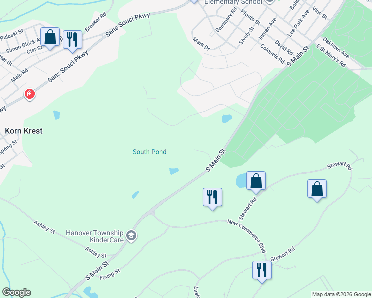 map of restaurants, bars, coffee shops, grocery stores, and more near 1695 South Main Street in Wilkes-Barre