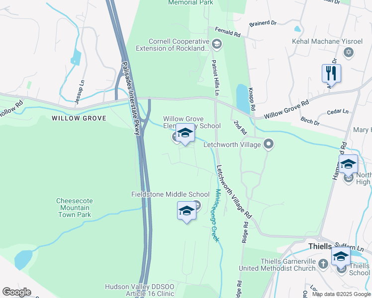 map of restaurants, bars, coffee shops, grocery stores, and more near 153 Storrs Road in Thiells