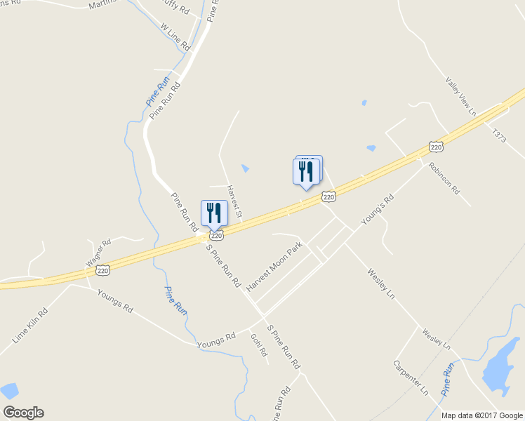 map of restaurants, bars, coffee shops, grocery stores, and more near 7582 U.S. 220 in Linden