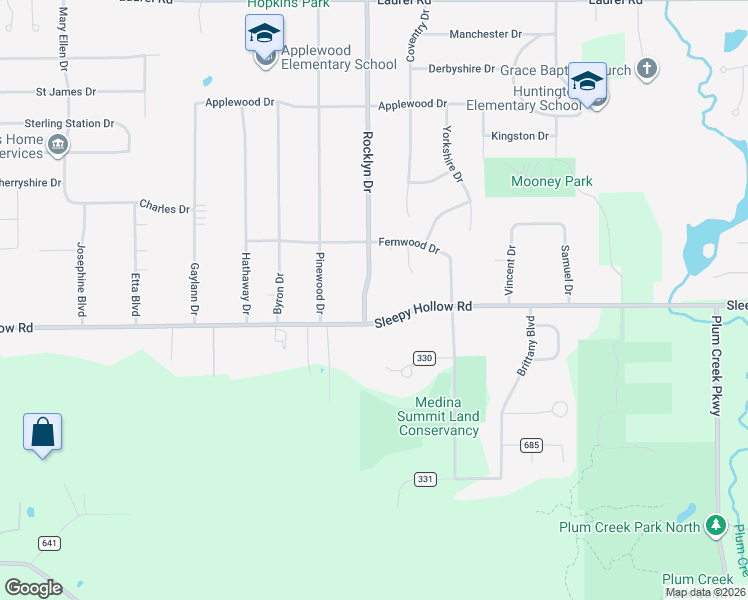 map of restaurants, bars, coffee shops, grocery stores, and more near 2143 Rocklyn Drive in Brunswick