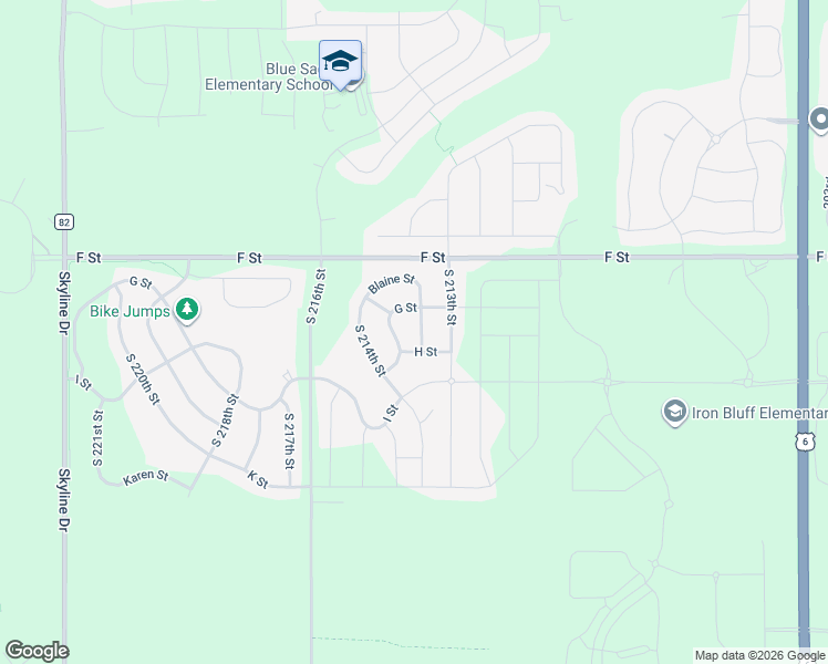 map of restaurants, bars, coffee shops, grocery stores, and more near 4207 South 213 Avenue in Omaha