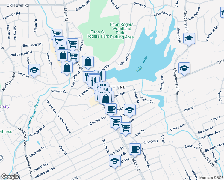 map of restaurants, bars, coffee shops, grocery stores, and more near 41 Charron Street in Bridgeport