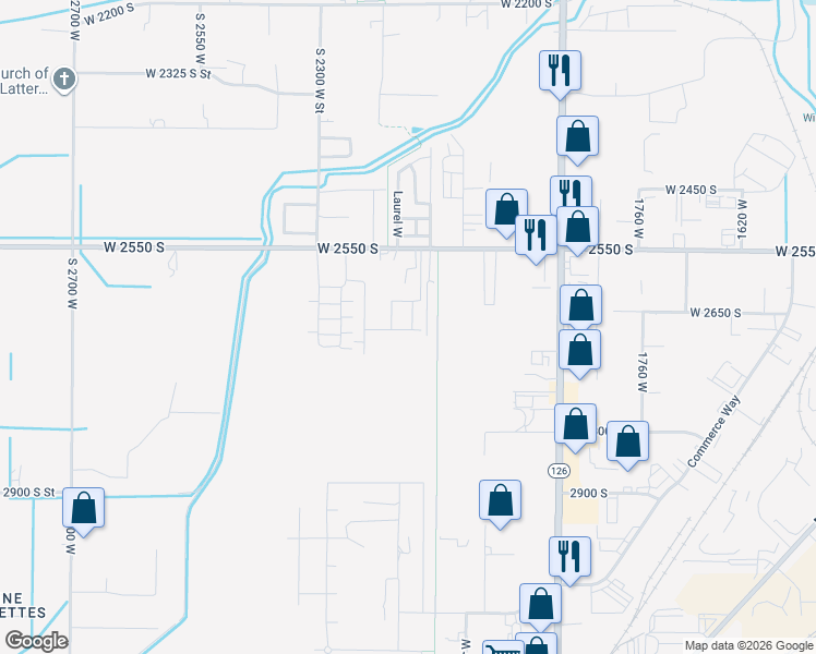 map of restaurants, bars, coffee shops, grocery stores, and more near 2173 West 2700 South in West Haven