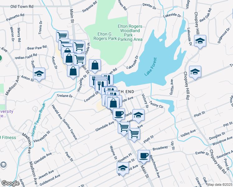 map of restaurants, bars, coffee shops, grocery stores, and more near 41 Charron Street in Bridgeport