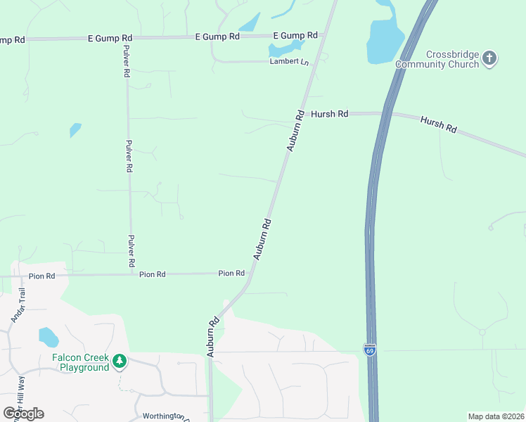 map of restaurants, bars, coffee shops, grocery stores, and more near 14425 Auburn Road in Fort Wayne