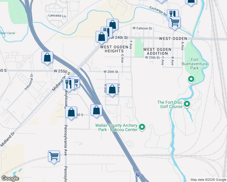 map of restaurants, bars, coffee shops, grocery stores, and more near 825 West Binford Street in Ogden