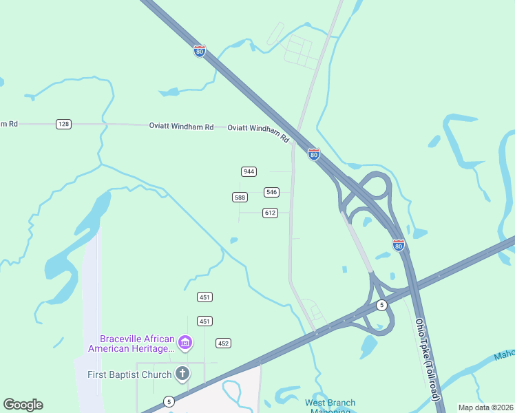 map of restaurants, bars, coffee shops, grocery stores, and more near 4473 West Oakland Street Southwest in Newton Falls