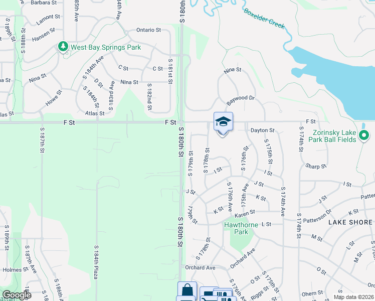 map of restaurants, bars, coffee shops, grocery stores, and more near 4310 South 180th Street in Omaha