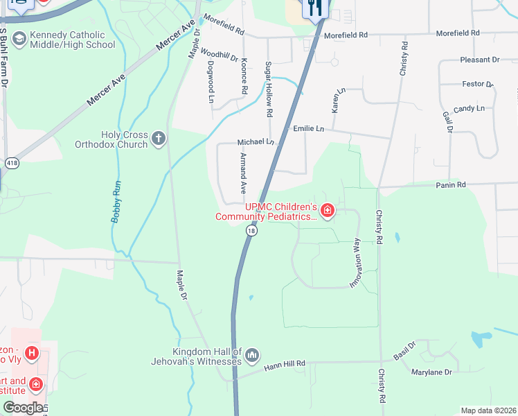 map of restaurants, bars, coffee shops, grocery stores, and more near 1142 South Hermitage Road in Hermitage