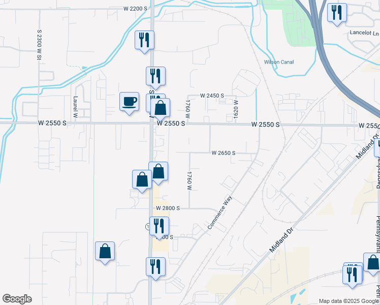 map of restaurants, bars, coffee shops, grocery stores, and more near 3026 West 2650 South in Ogden