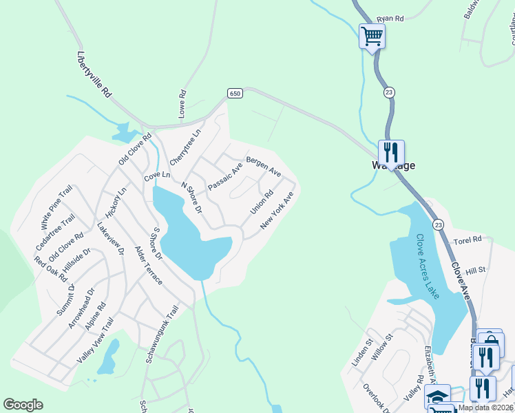 map of restaurants, bars, coffee shops, grocery stores, and more near 22 Union Road in Wantage