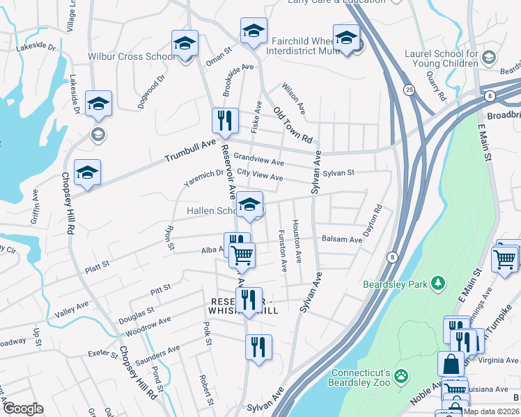 map of restaurants, bars, coffee shops, grocery stores, and more near 380 Soundview Avenue in Bridgeport