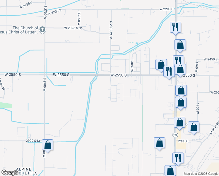 map of restaurants, bars, coffee shops, grocery stores, and more near 2287 West 2625 South in Ogden