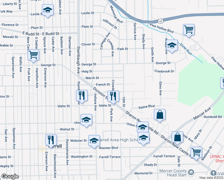 map of restaurants, bars, coffee shops, grocery stores, and more near 1115 Charles Street in Sharon