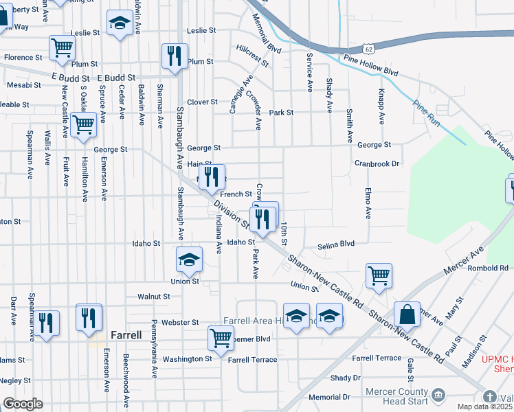 map of restaurants, bars, coffee shops, grocery stores, and more near 1115 Charles Street in Sharon