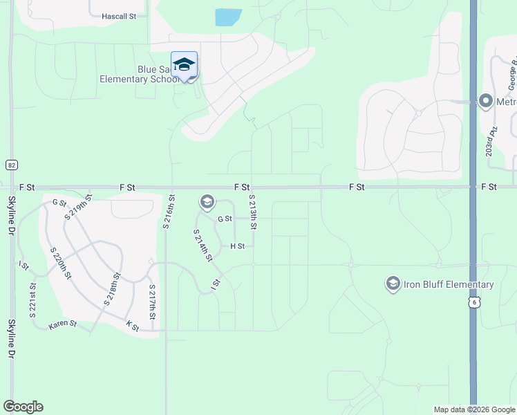map of restaurants, bars, coffee shops, grocery stores, and more near 4115 South 213th Street in Omaha