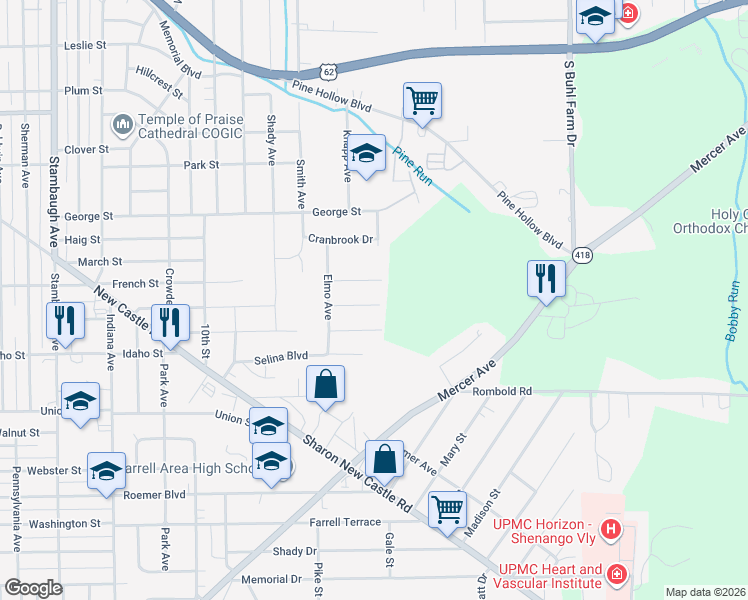map of restaurants, bars, coffee shops, grocery stores, and more near 1575 Charles Street in Hermitage