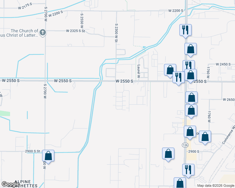 map of restaurants, bars, coffee shops, grocery stores, and more near 2287 West 2625 South in Ogden