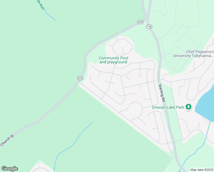 map of restaurants, bars, coffee shops, grocery stores, and more near 9734 Meadow Lane in Tobyhanna