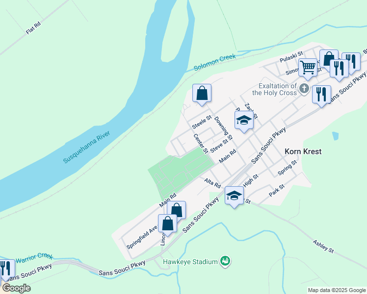 map of restaurants, bars, coffee shops, grocery stores, and more near 1 Tryba Lane in Wilkes-Barre