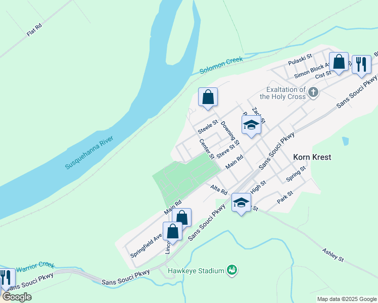 map of restaurants, bars, coffee shops, grocery stores, and more near 1 Tryba Lane in Wilkes-Barre