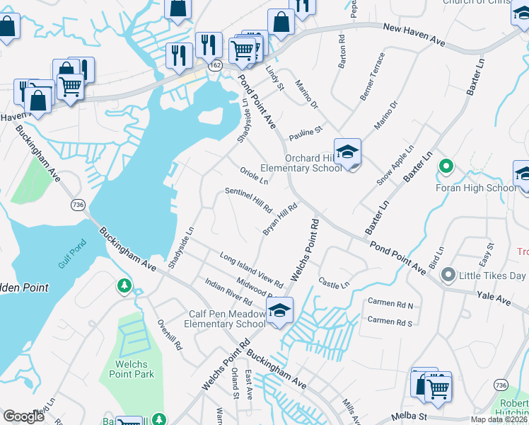 map of restaurants, bars, coffee shops, grocery stores, and more near 20 Sentinel Hill Road in Milford