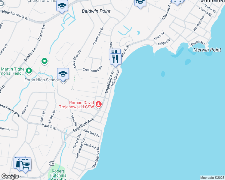 map of restaurants, bars, coffee shops, grocery stores, and more near 109 Hillside Ave in Milford