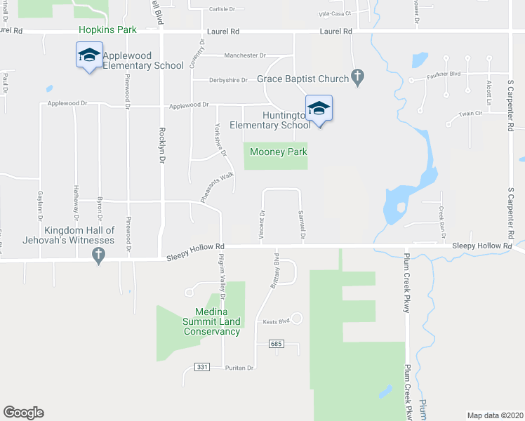 map of restaurants, bars, coffee shops, grocery stores, and more near 2094 Vincent Drive in Brunswick