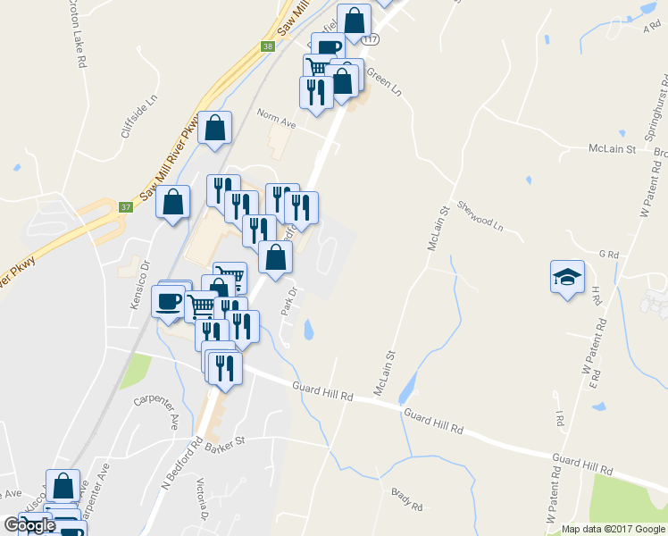 map of restaurants, bars, coffee shops, grocery stores, and more near 60 Foxwood Circle in Mount Kisco