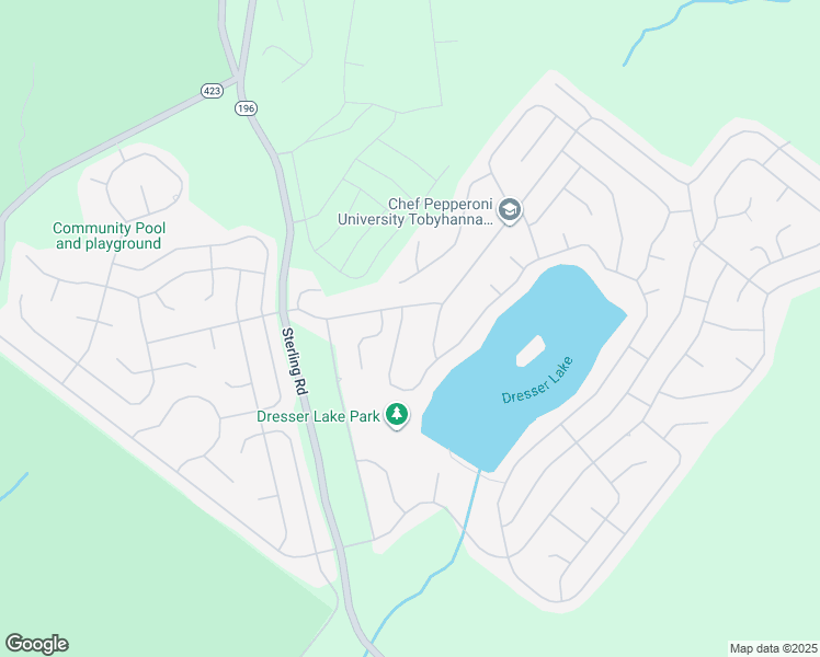 map of restaurants, bars, coffee shops, grocery stores, and more near 2604 Waterfront Drive in Tobyhanna