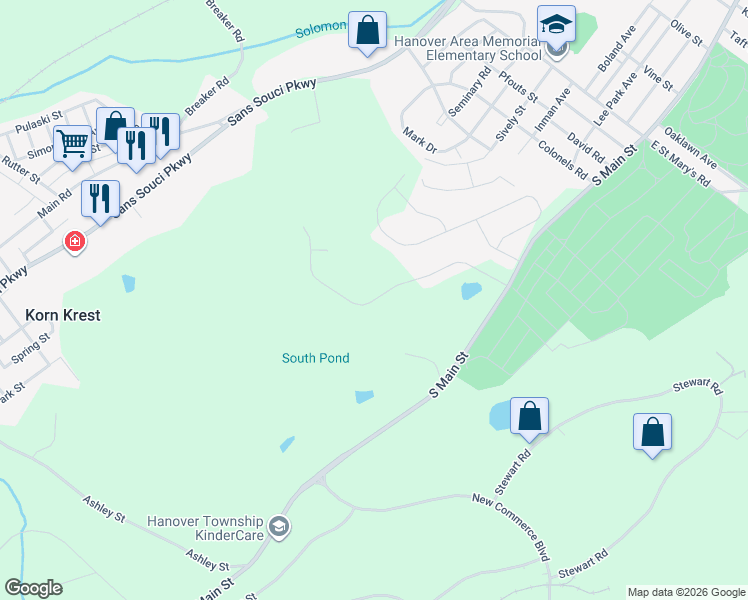 map of restaurants, bars, coffee shops, grocery stores, and more near 1695 South Main Street in Wilkes-Barre