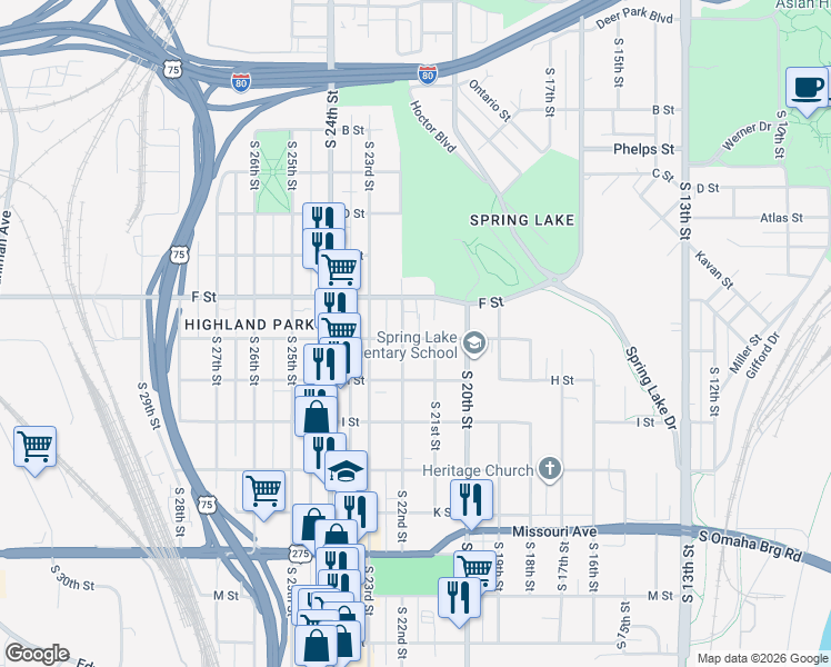 map of restaurants, bars, coffee shops, grocery stores, and more near in 