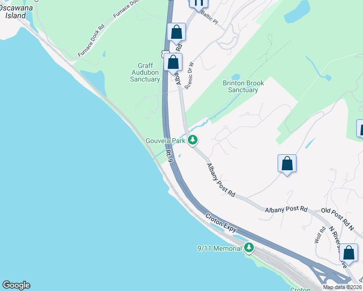 map of restaurants, bars, coffee shops, grocery stores, and more near 1320 Albany Post Road in Croton-on-Hudson