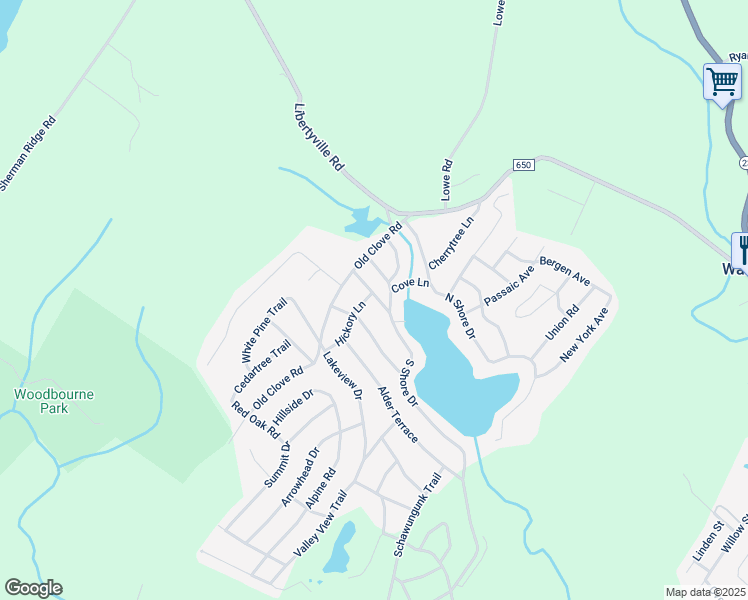 map of restaurants, bars, coffee shops, grocery stores, and more near 16 Butternut Lane in Sussex