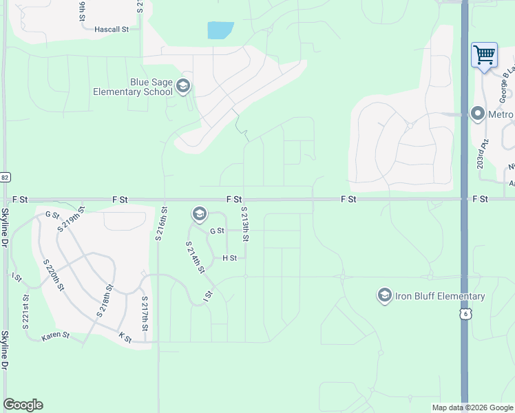 map of restaurants, bars, coffee shops, grocery stores, and more near 21215 F Street in Douglas County