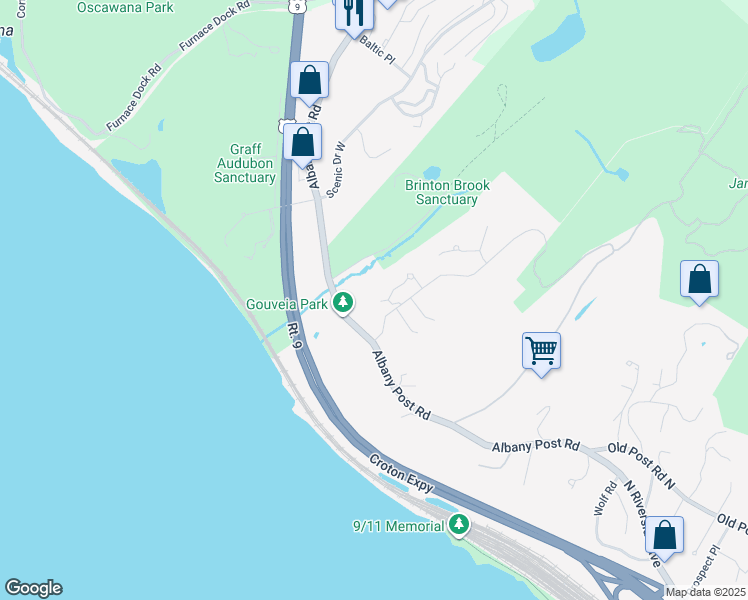 map of restaurants, bars, coffee shops, grocery stores, and more near 2 Arrowcrest Drive in Croton-on-Hudson